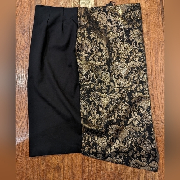 LANE Bryant Metallic Black/Gold Floral Foil Pencil Skirt Sz 16 - Picture 4 of 9